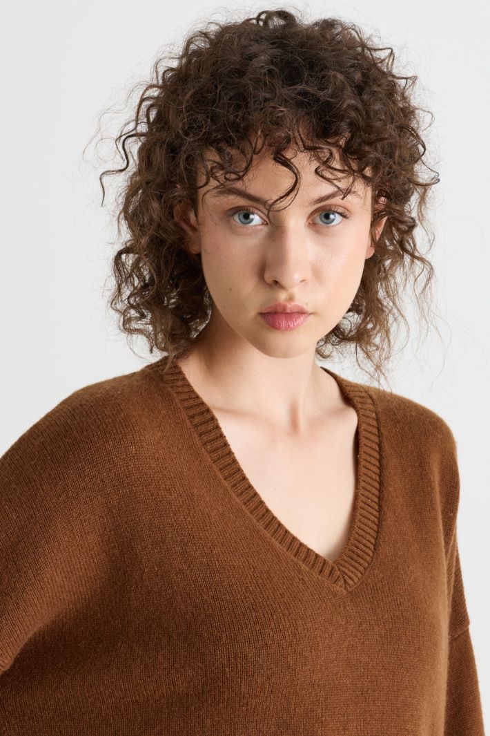 Contrast-trim jumper - BROWN - Intrend - 3