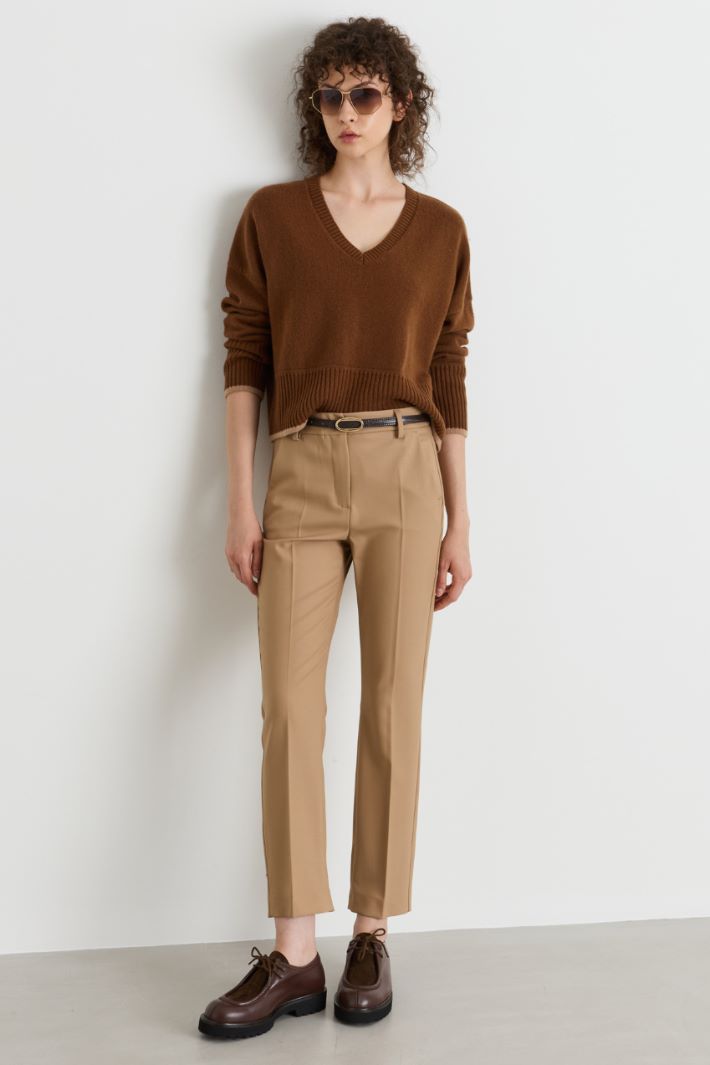 Contrast-trim jumper - BROWN - Intrend