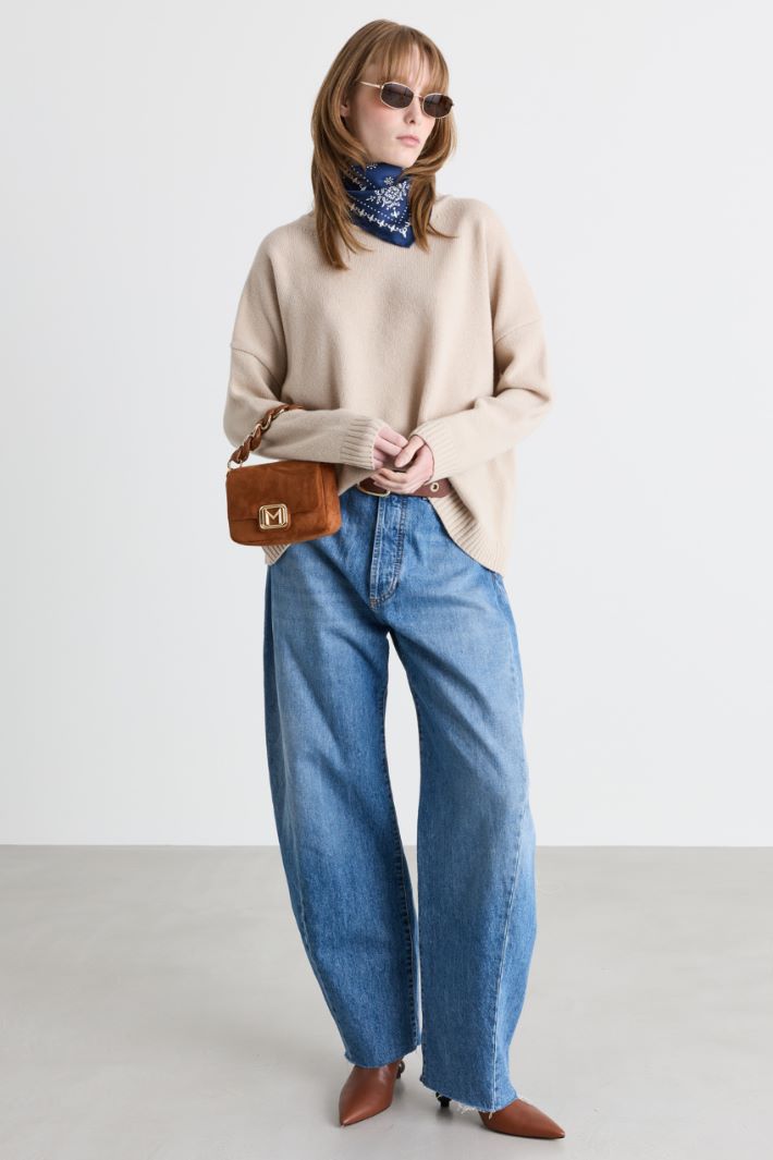 Oversize-Pullover mit Trichterkragen - BEIGE - Intrend
