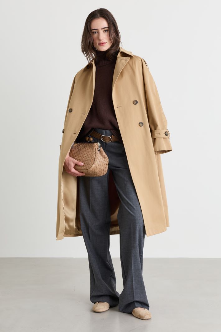 Oversized funnel-neck jumper - BROWN - Intrend