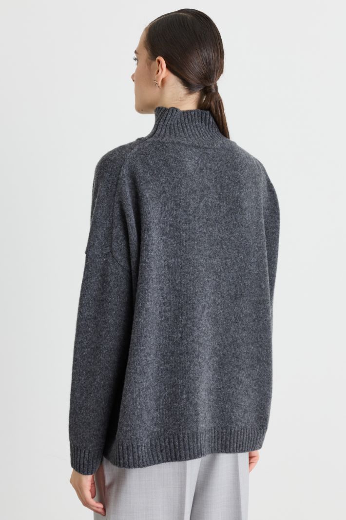 Oversize-Pullover mit Trichterkragen - GRAU - Intrend - 4