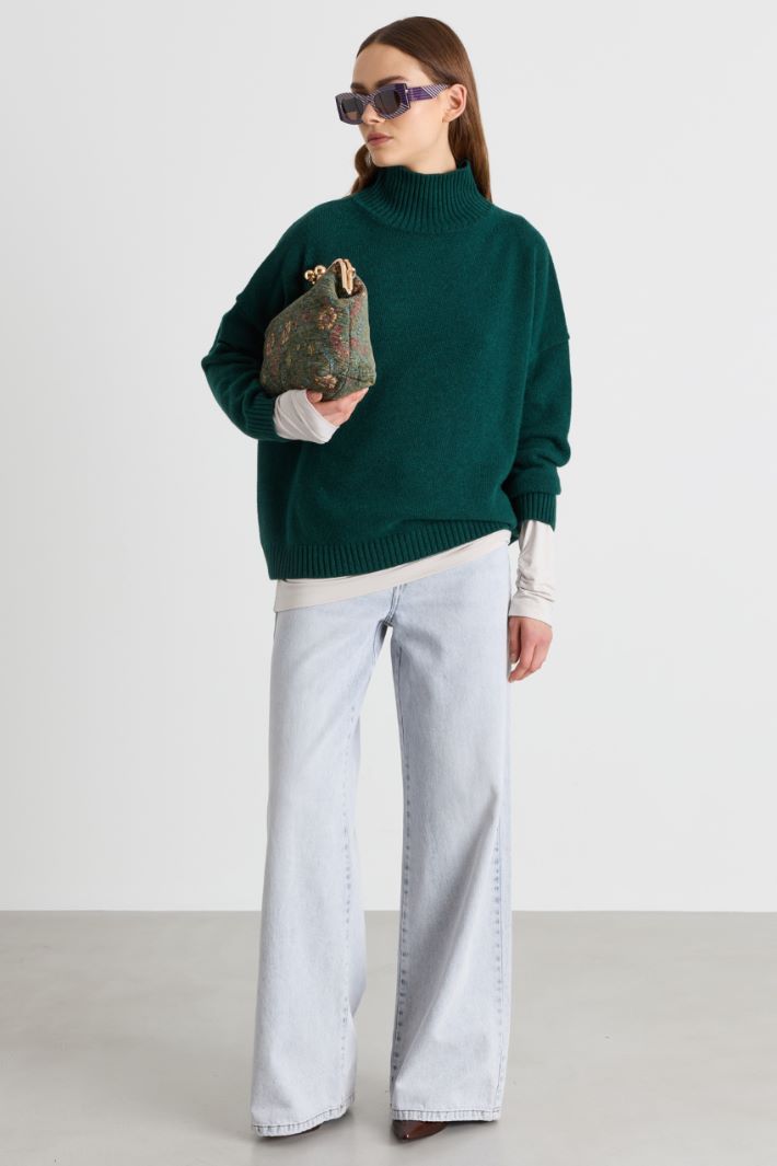Pull oversize à col cratère - VERT - Intrend