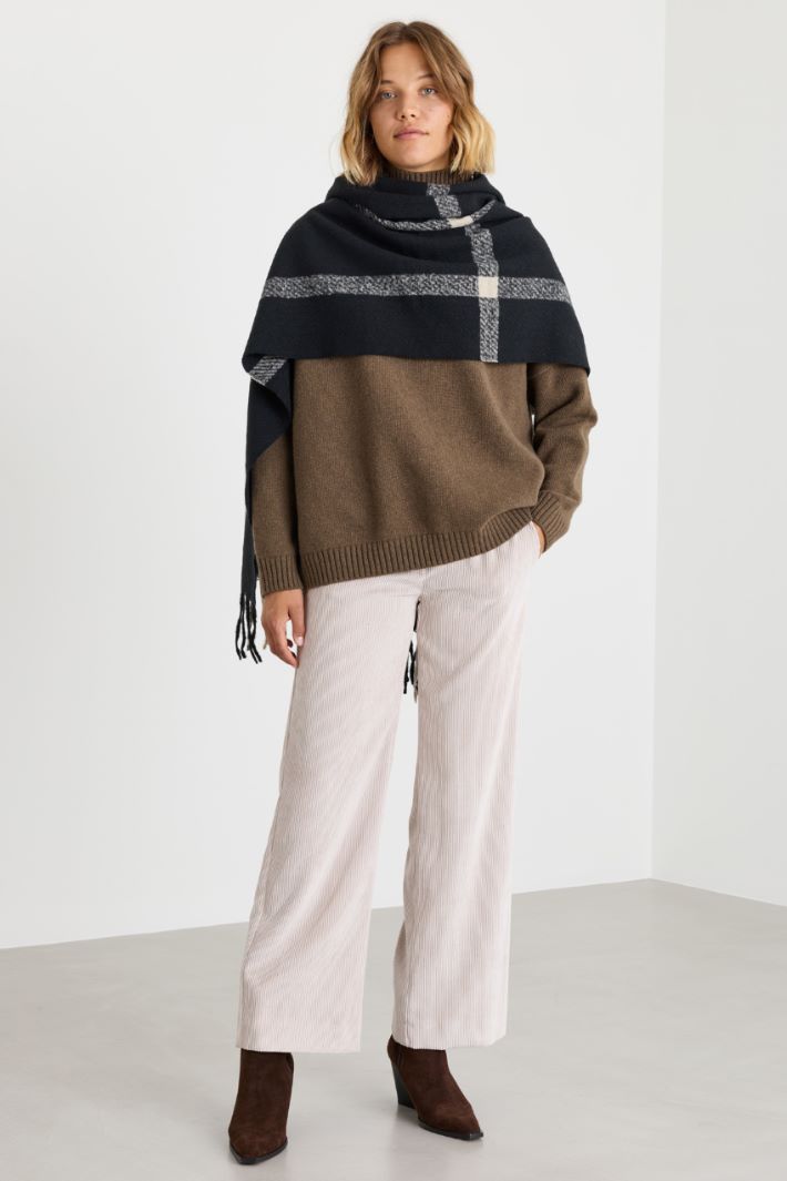 Oversize-Pullover mit Trichterkragen - KHAKI - Intrend