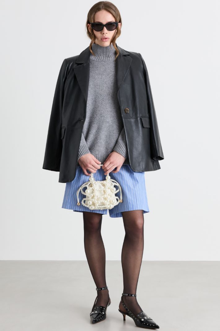 Oversize-Pullover mit Trichterkragen - GRAU - Intrend