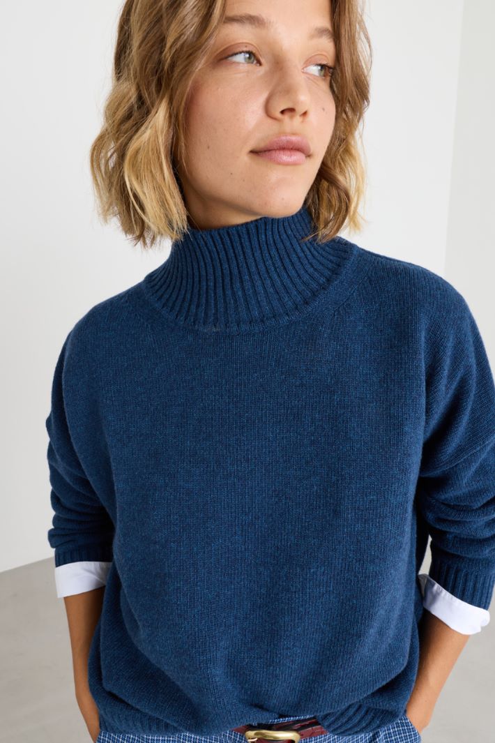Pull oversize à col cratère - BLEU - Intrend - 3