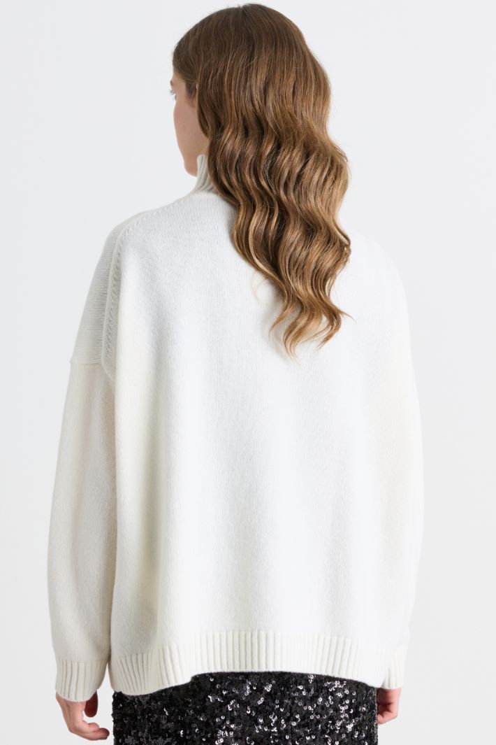 Maglia oversize con collo a cratere - BIANCO - Intrend - 4