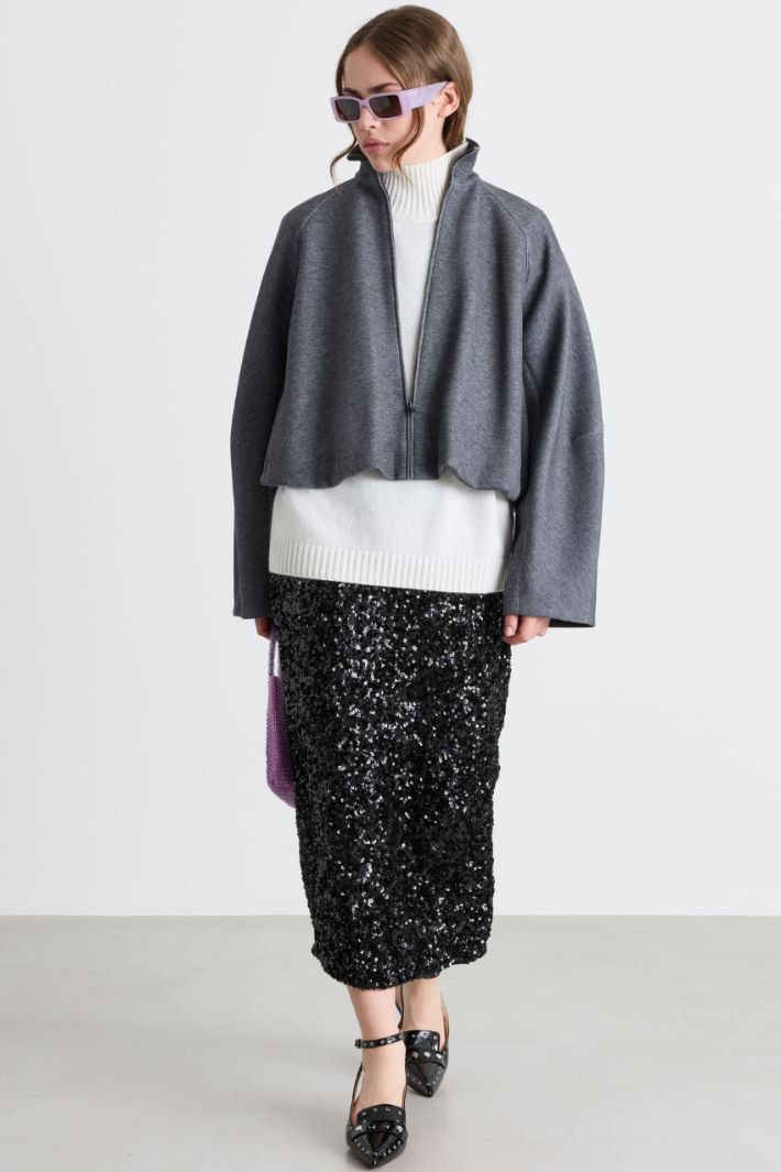 Oversized funnel-neck jumper - WHITE - Intrend