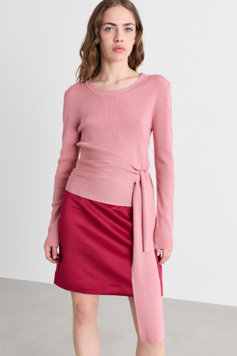 Tie-front ribbed jumper - Intrend