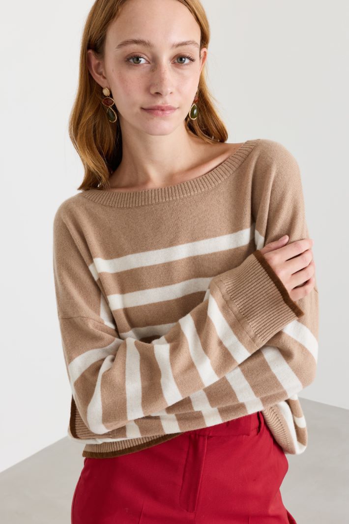 Maglia con dettagli a contrasto - CAMMELLO BIANCO - Intrend - 3