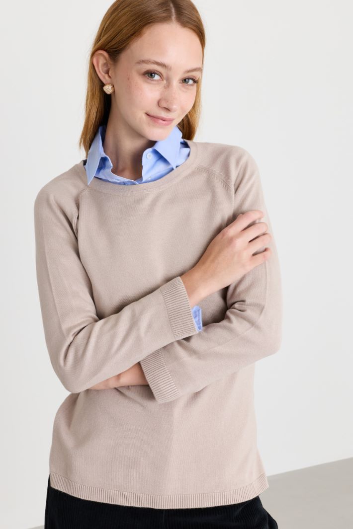 Maglia con manica raglan - BEIGE - Intrend - 3