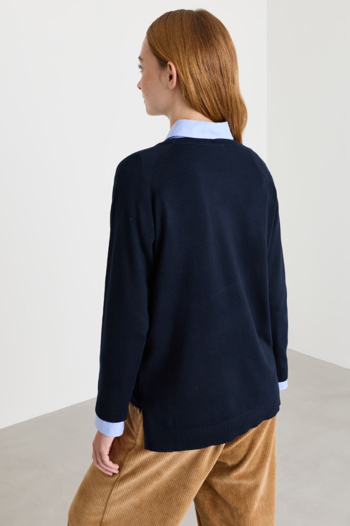Maglia con manica raglan - BLU - Intrend - 4