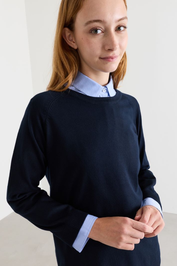 Maglia con manica raglan - BLU - Intrend - 3