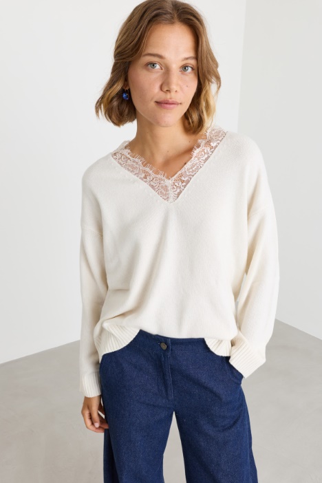 Lace-detail jumper - Intrend