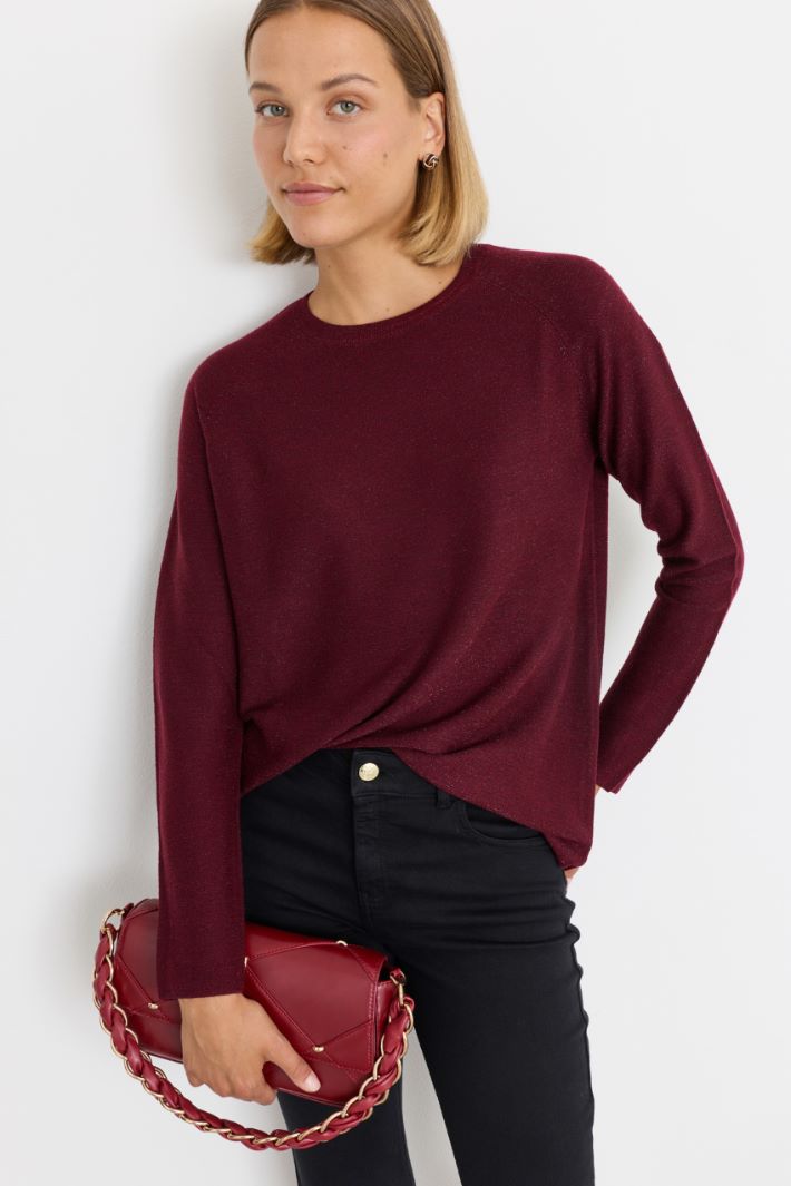 Weicher Pullover mit Raglanärmeln - BORDEAUX - Intrend - 2