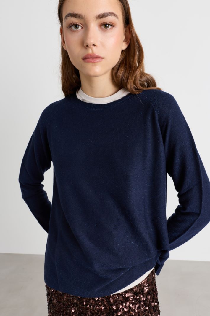 Weicher Pullover mit Raglanärmeln - BLAU - Intrend - 3