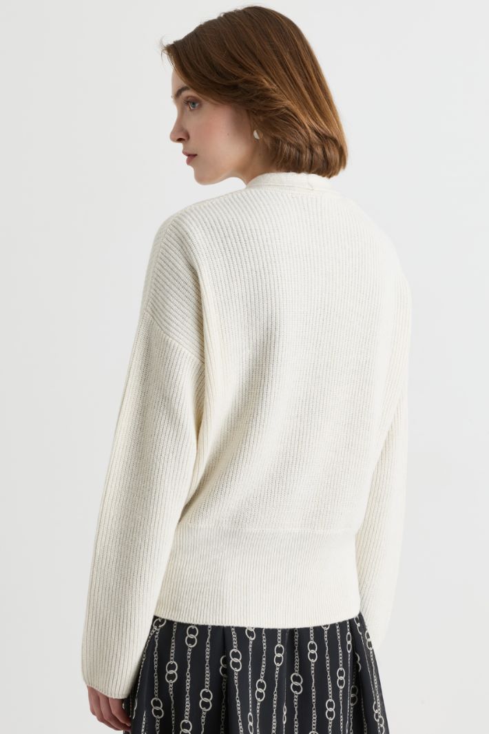 Crossover-Neck Jumper - WHITE - Intrend - 4