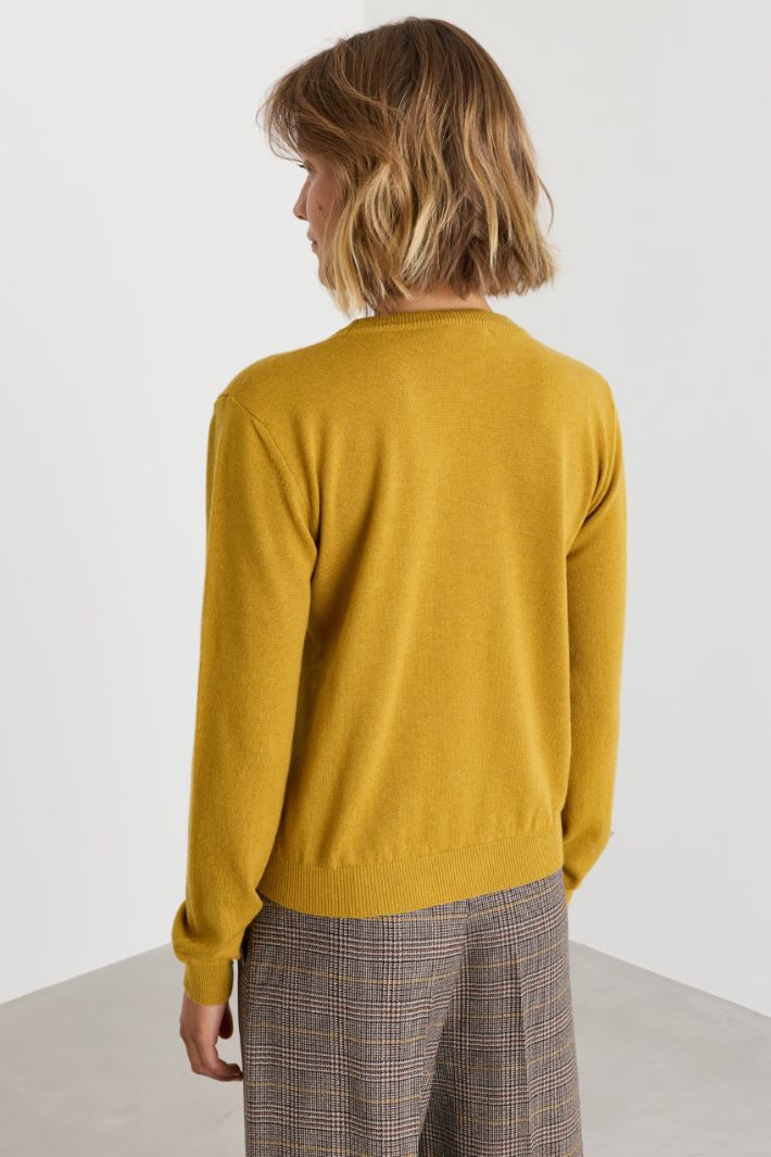 Round-neck jumper - YELLOW - Intrend - 4
