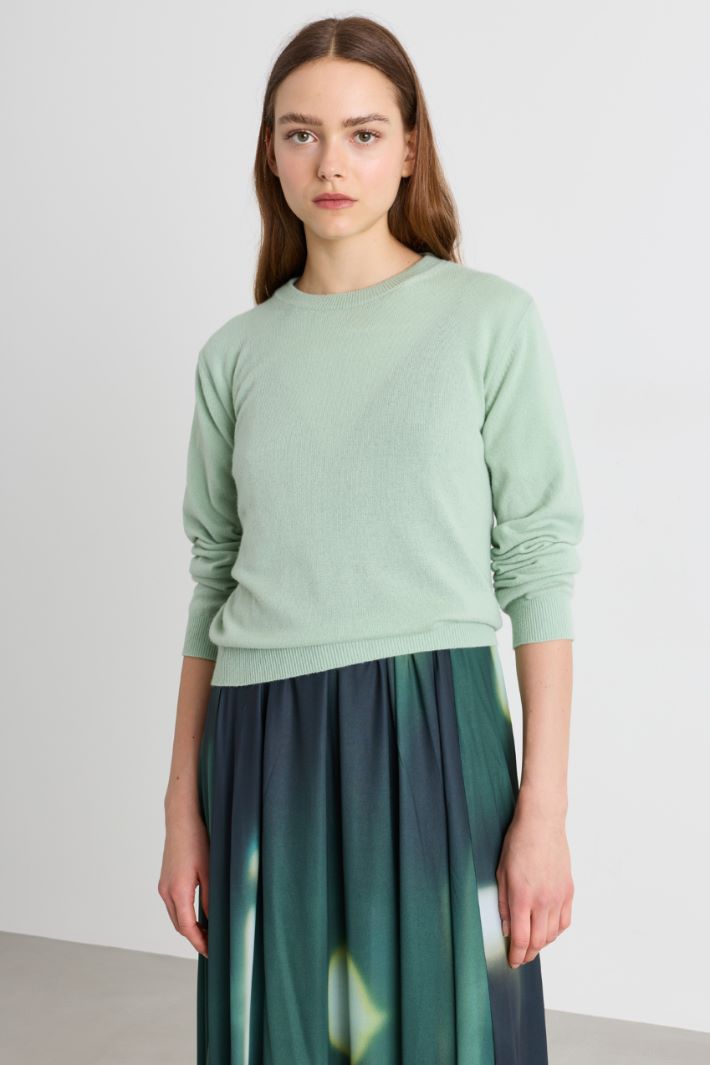 Round-neck jumper - LIGHT GREEN - Intrend - 2