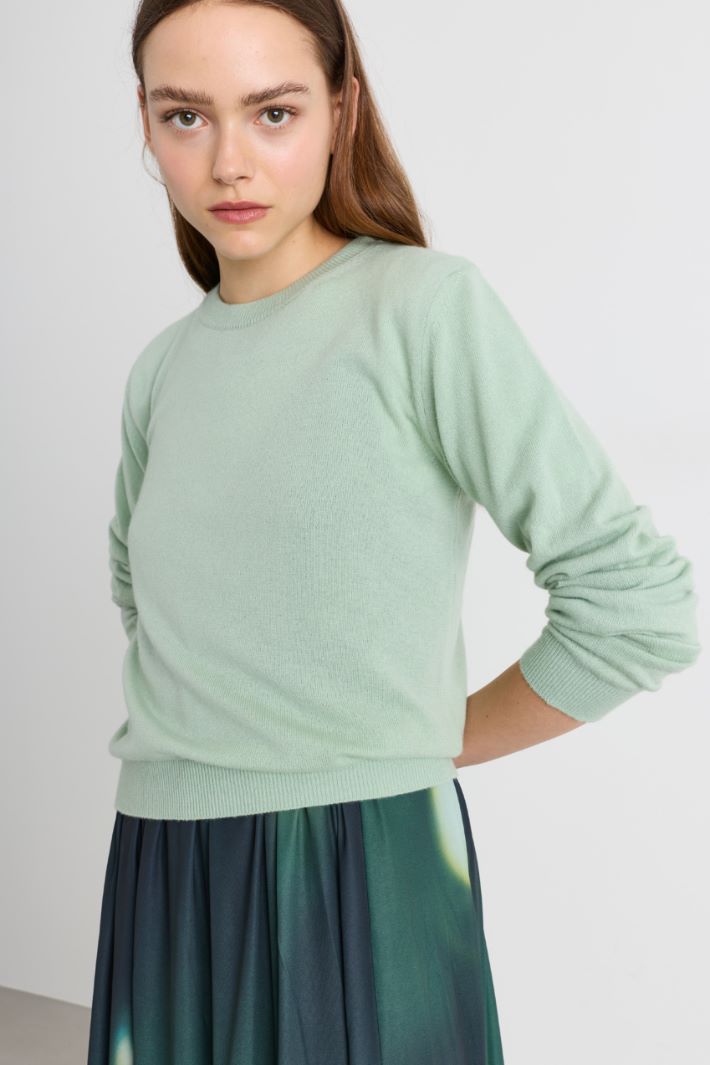 Round-neck jumper - LIGHT GREEN - Intrend - 3