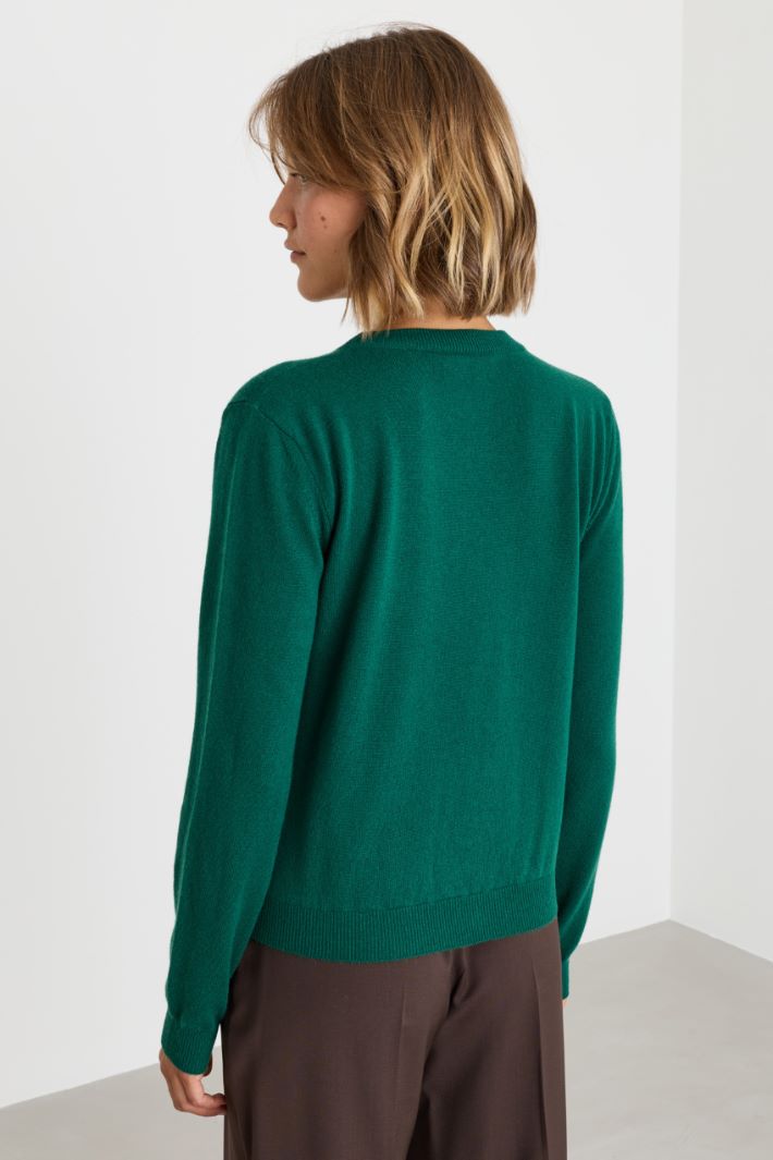 Round-neck jumper - DARK GREEN - Intrend - 4