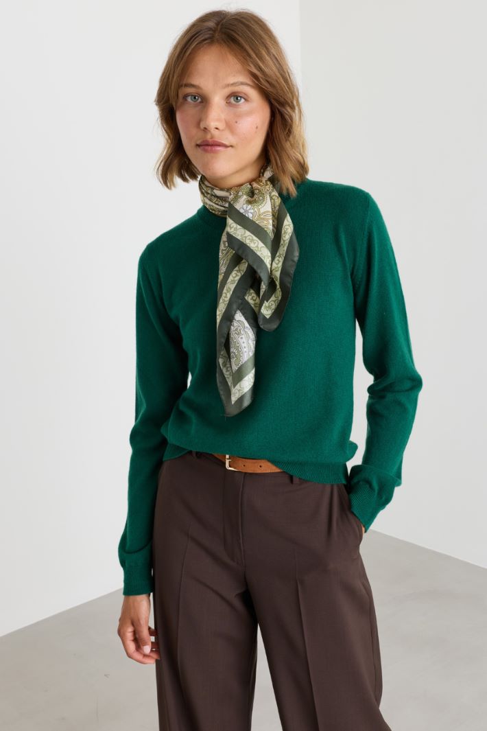 Round-neck jumper - DARK GREEN - Intrend - 2