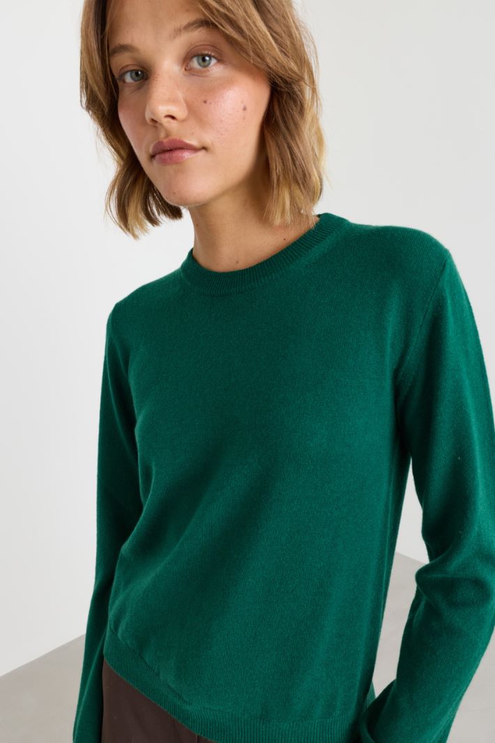 Round-neck jumper - DARK GREEN - Intrend - 3
