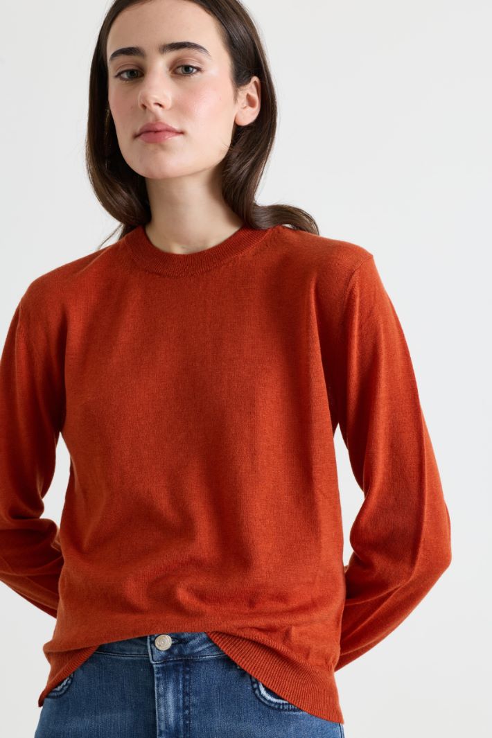 Crew-neck jumper - ORANGE - Intrend - 3