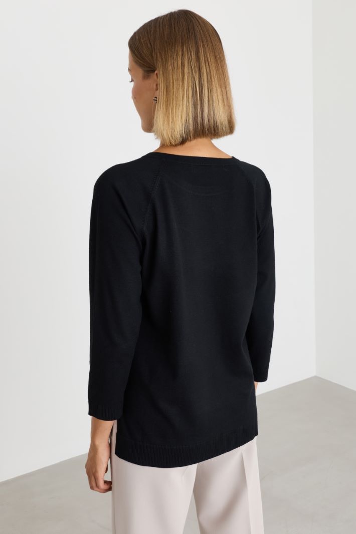 Raglan-sleeve jumper - BLACK - Intrend - 4