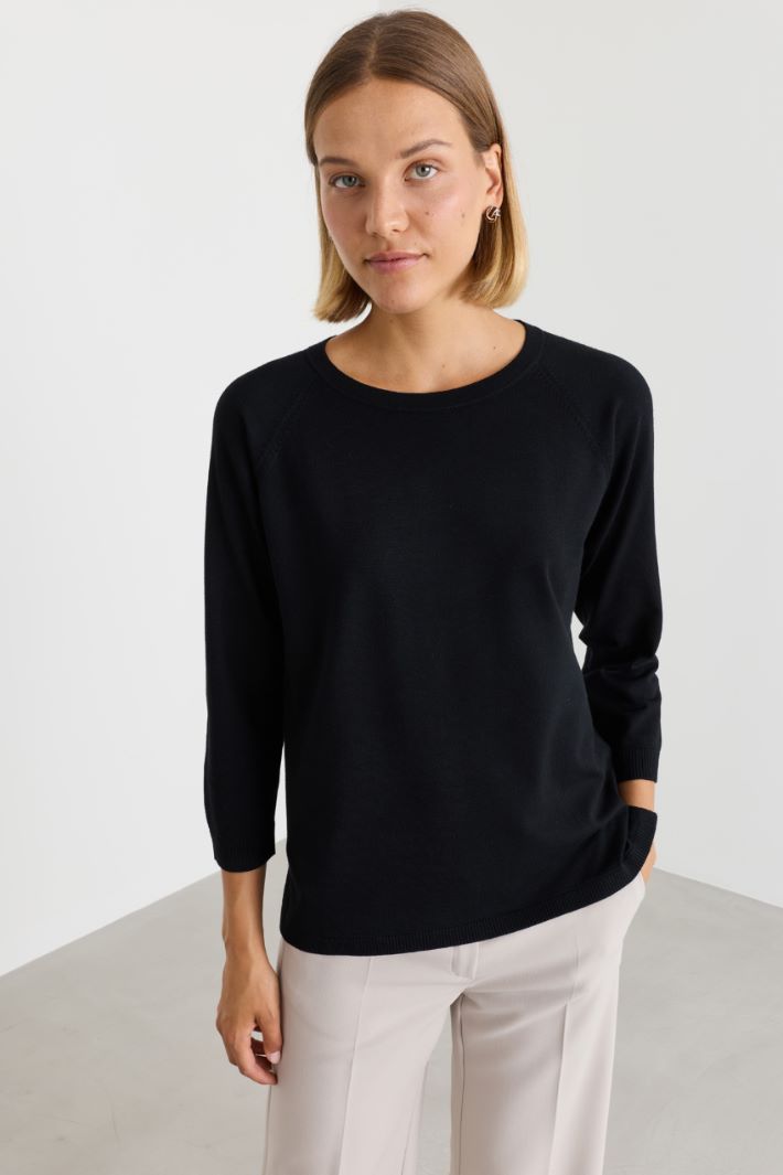 Raglan-sleeve jumper - BLACK - Intrend - 2