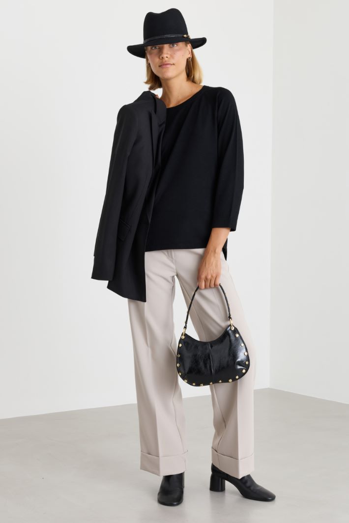 Raglan-sleeve jumper - BLACK - Intrend