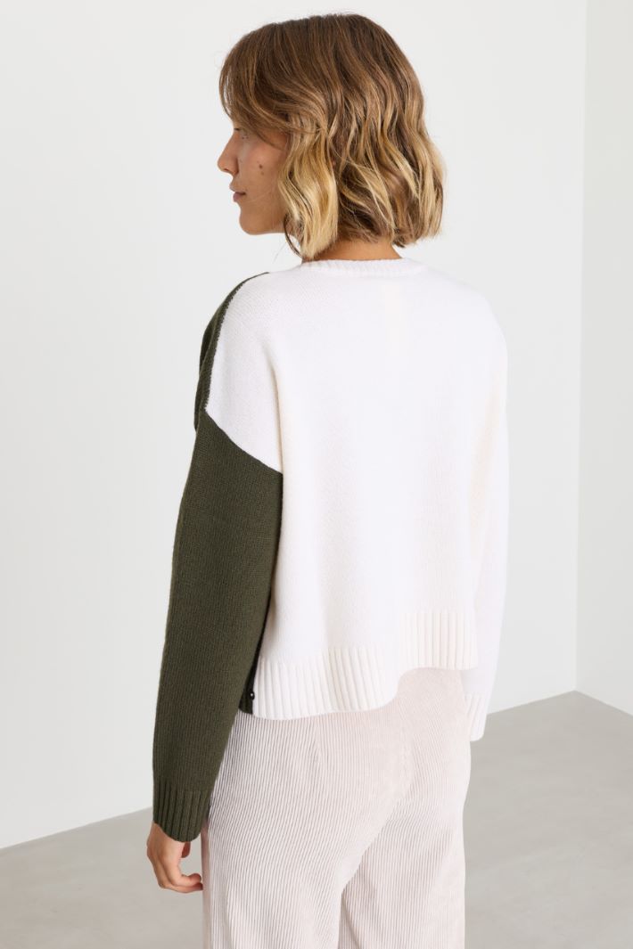 Intarsia Cable Jumper - WHITE GREEN - Intrend - 4