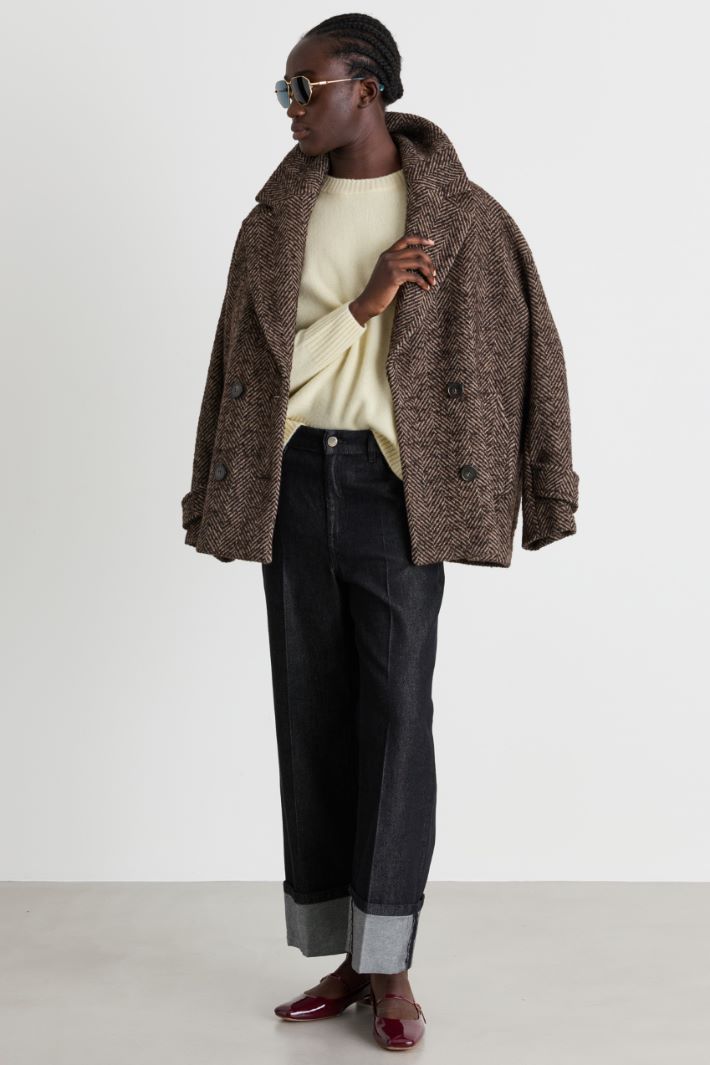 Maglia con profili a coste - BEIGE - Intrend