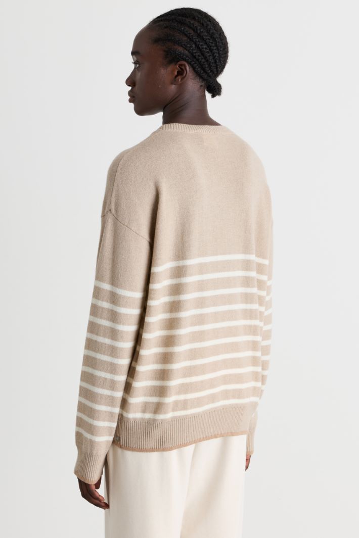 Maglia con dettagli a contrasto - BEIGE BIANCO - Intrend - 4