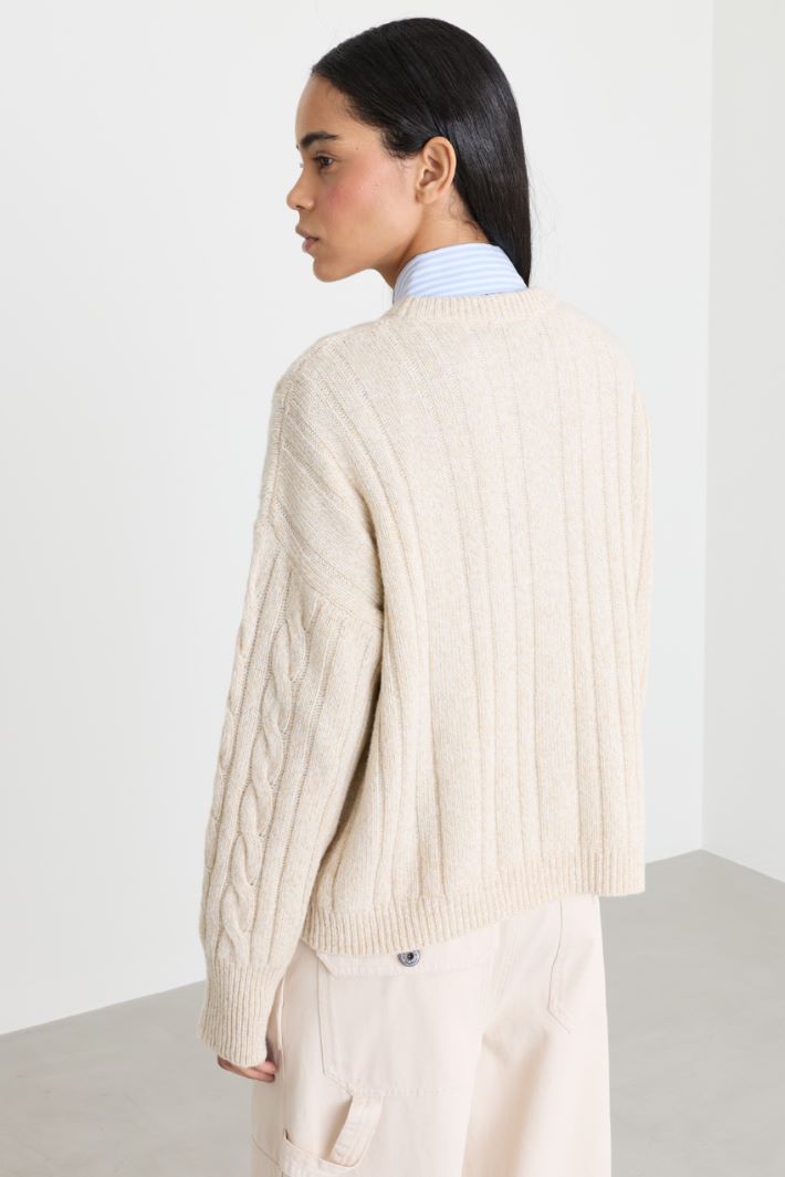 Mouliné cable-knit jumper - BEIGE - Intrend - 4