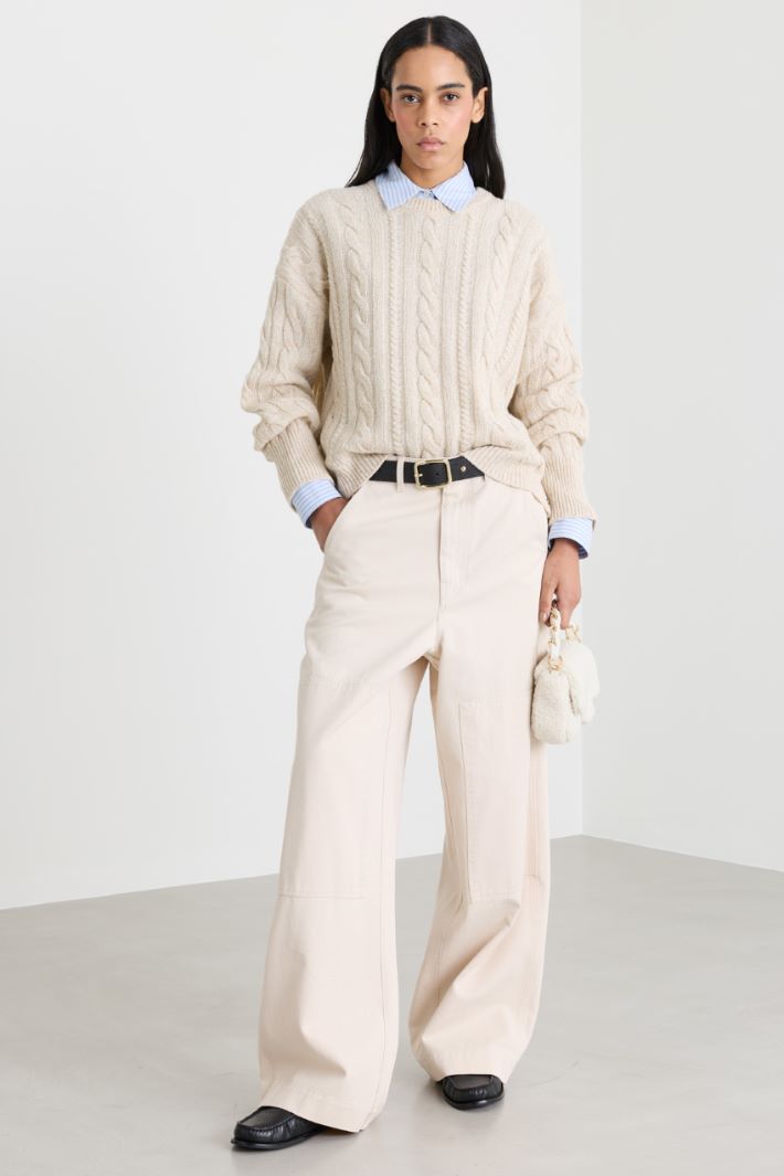 Mouliné cable-knit jumper - BEIGE - Intrend