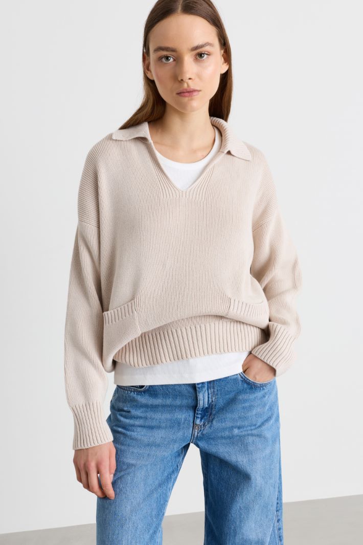 Pullover mit Taschen - BEIGE - Intrend - 2