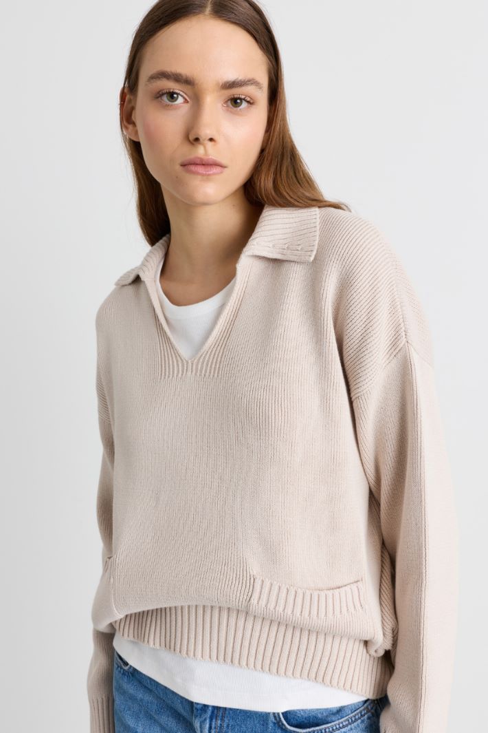 Pullover mit Taschen - BEIGE - Intrend - 3