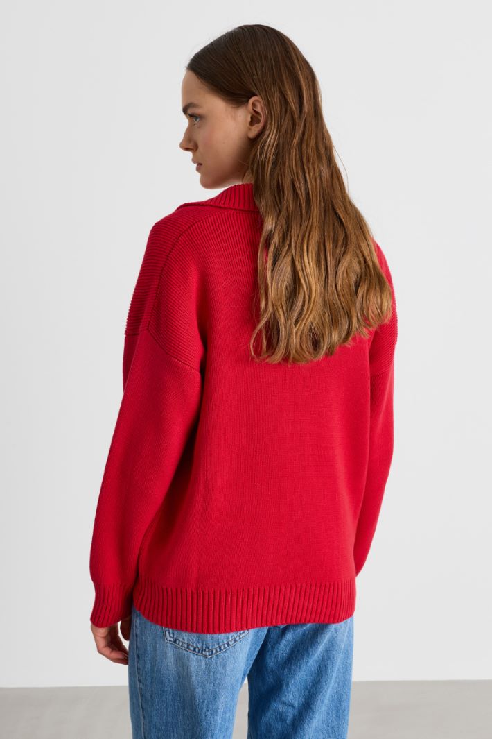 Pullover mit Taschen - ROT - Intrend - 4