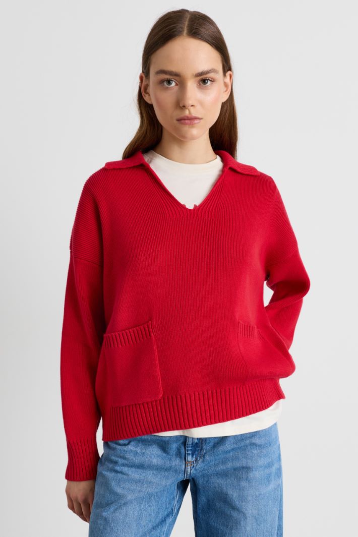 Pullover mit Taschen - ROT - Intrend - 2