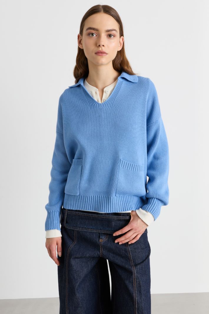 Pullover mit Taschen - HIMMELBLAU - Intrend - 2