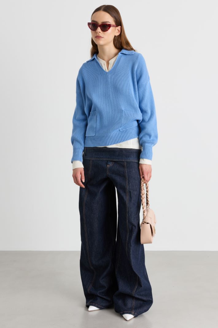 Pullover mit Taschen - HIMMELBLAU - Intrend