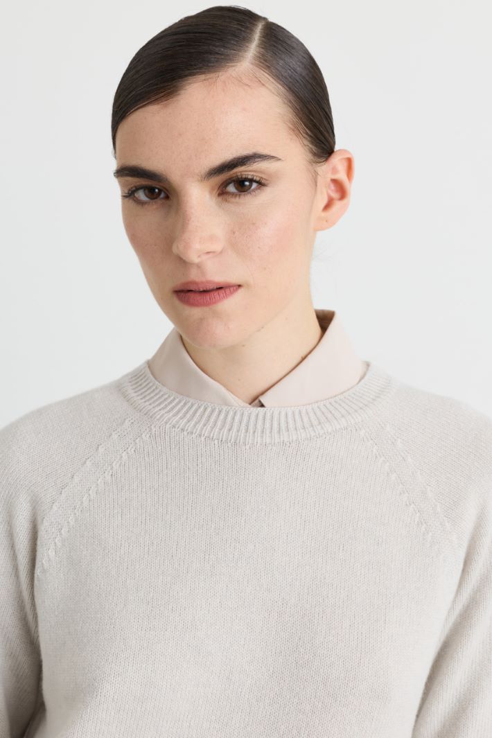Crew-neck jumper - WHITE - Intrend - 3