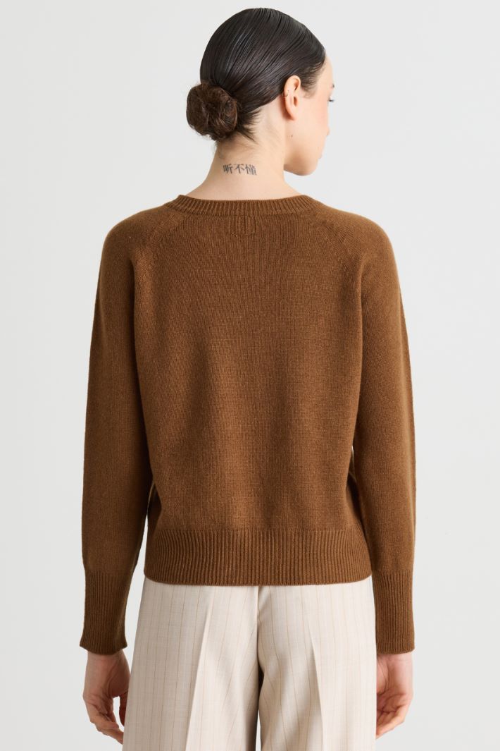Raglan-sleeve jumper - BROWN - Intrend - 4