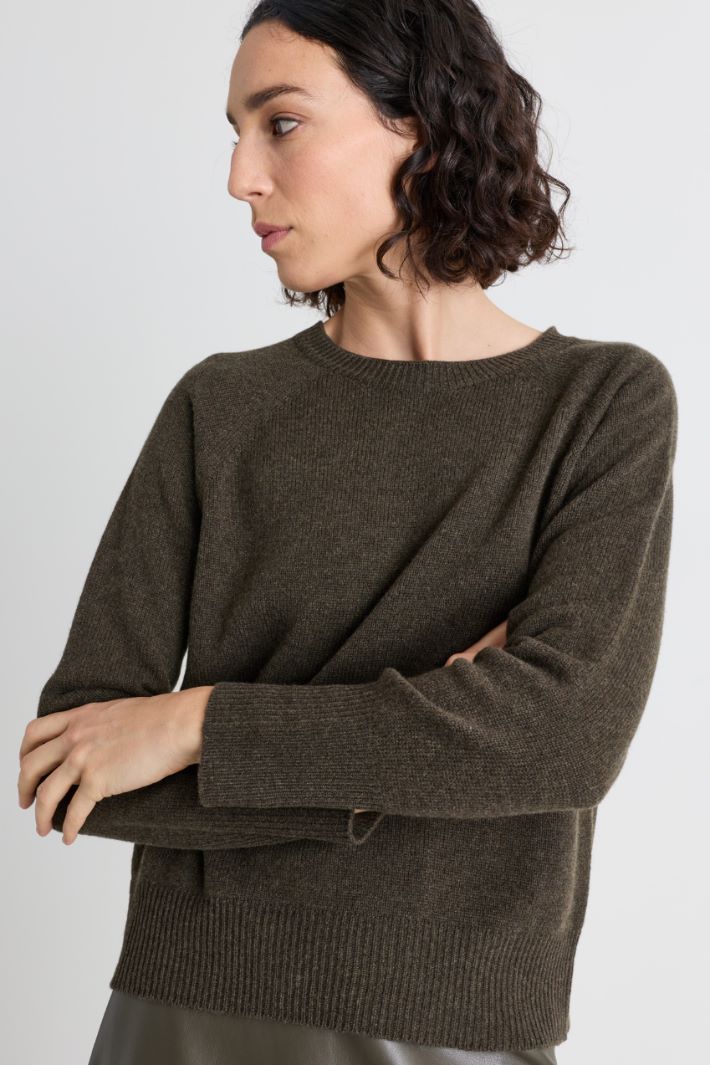 Raglan-sleeve jumper - GREY - Intrend - 3