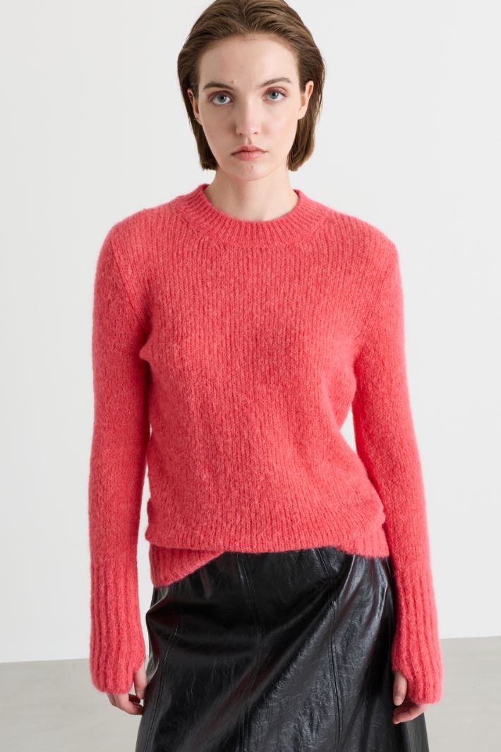 Extra-long sleeve jumper - PINK - Intrend - 2
