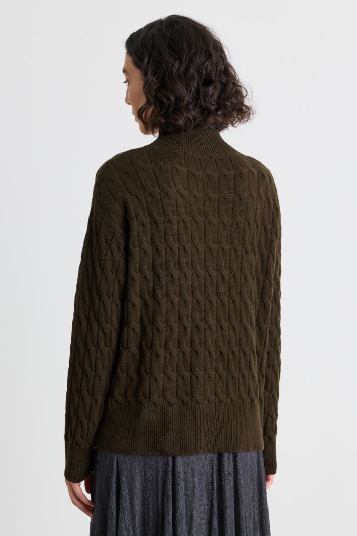 Pull torsadé à col roulé - VERT - Intrend - 4