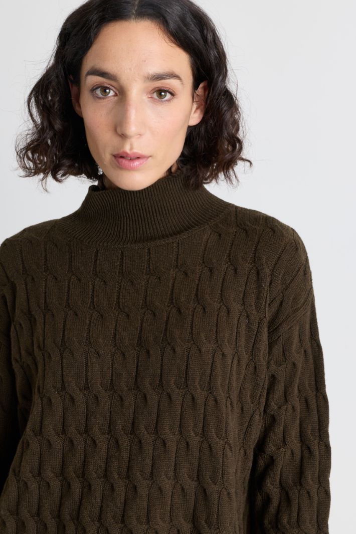 Pull torsadé à col roulé - VERT - Intrend - 3