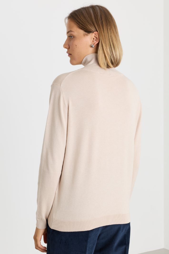 Ribbed-trim roll-neck - IVORY - Intrend - 4