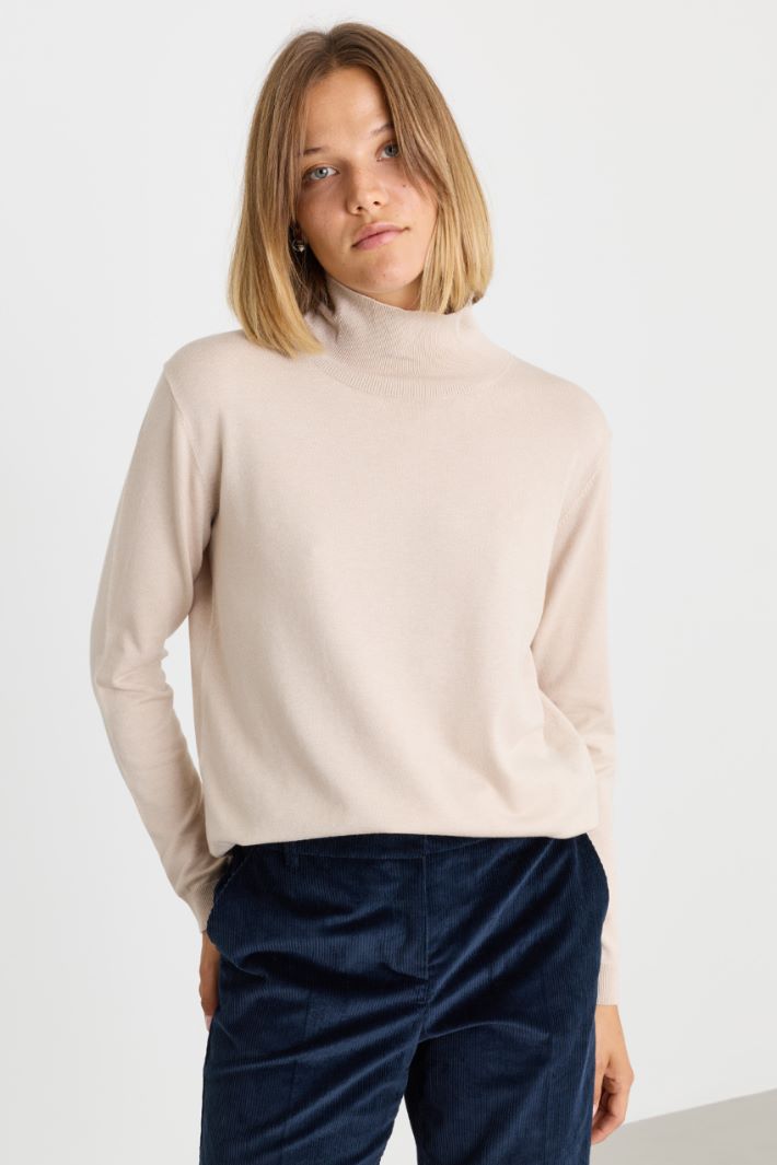 Ribbed-trim roll-neck - IVORY - Intrend - 2