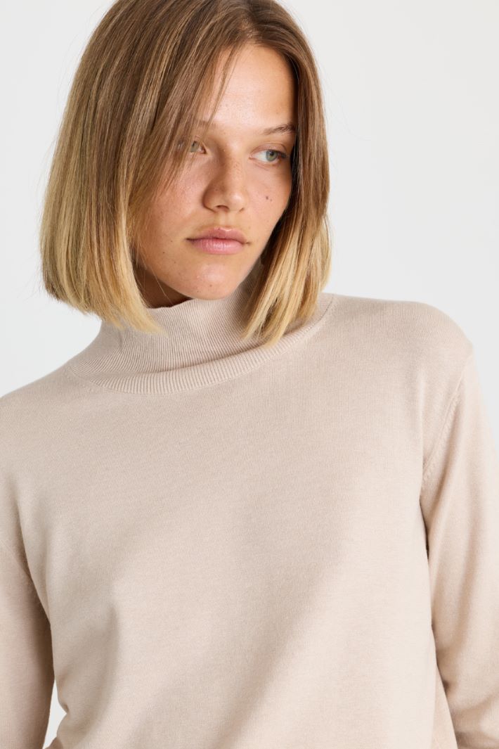 Ribbed-trim roll-neck - IVORY - Intrend - 3